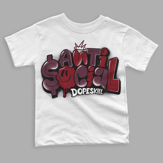 Jordan 5 Retro Burgundy (2023) DopeSkill Toddler Kids T-shirt Anti Social Graphic Streetwear - White 