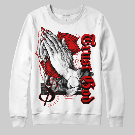 Jordan 1 Retro Low "Black Toe" DopeSkill Sweatshirt Trust God Graphic Streetwear - White