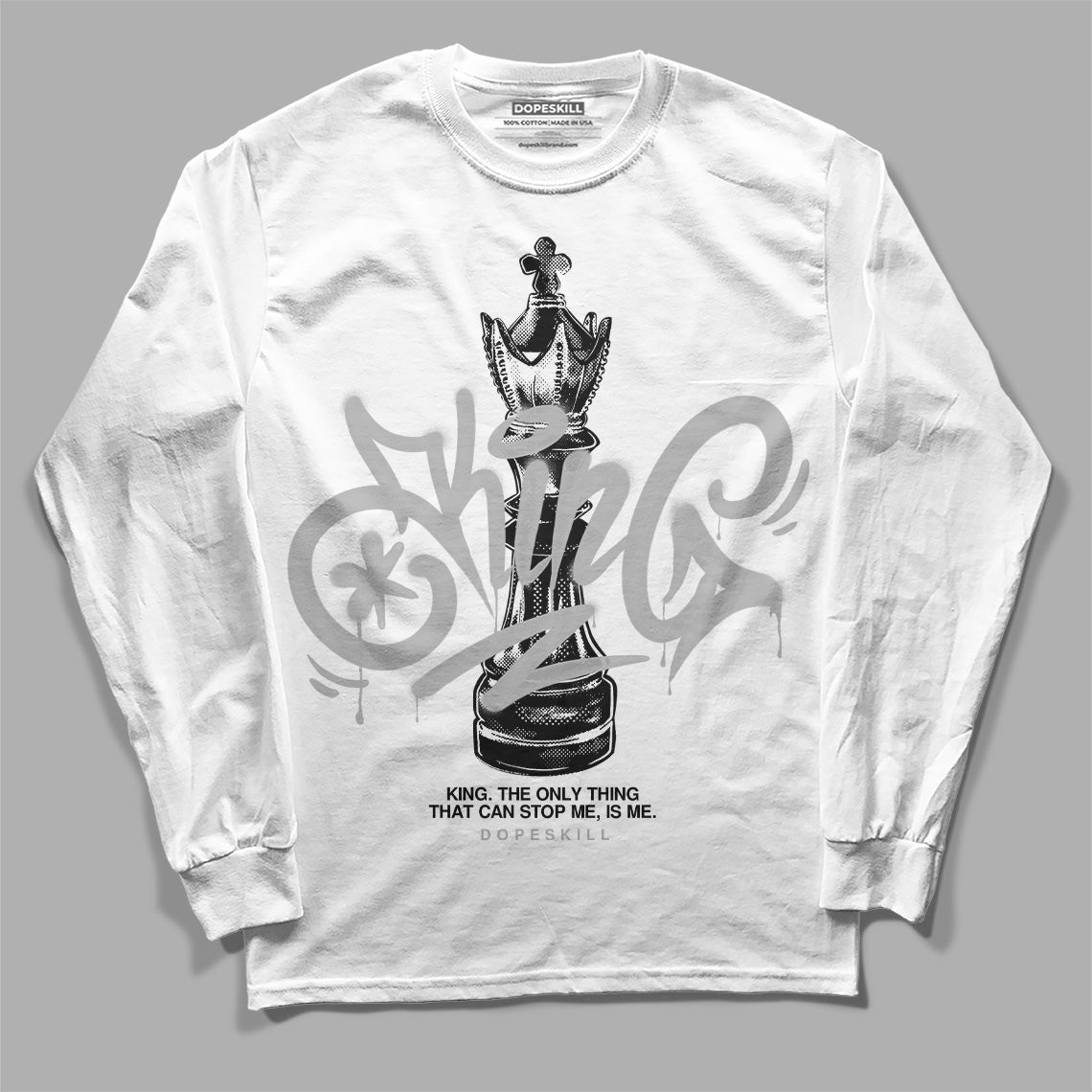 Jordan 3 “Off Noir” DopeSkill Long Sleeve T-Shirt King Chess Graphic Streetwear - White