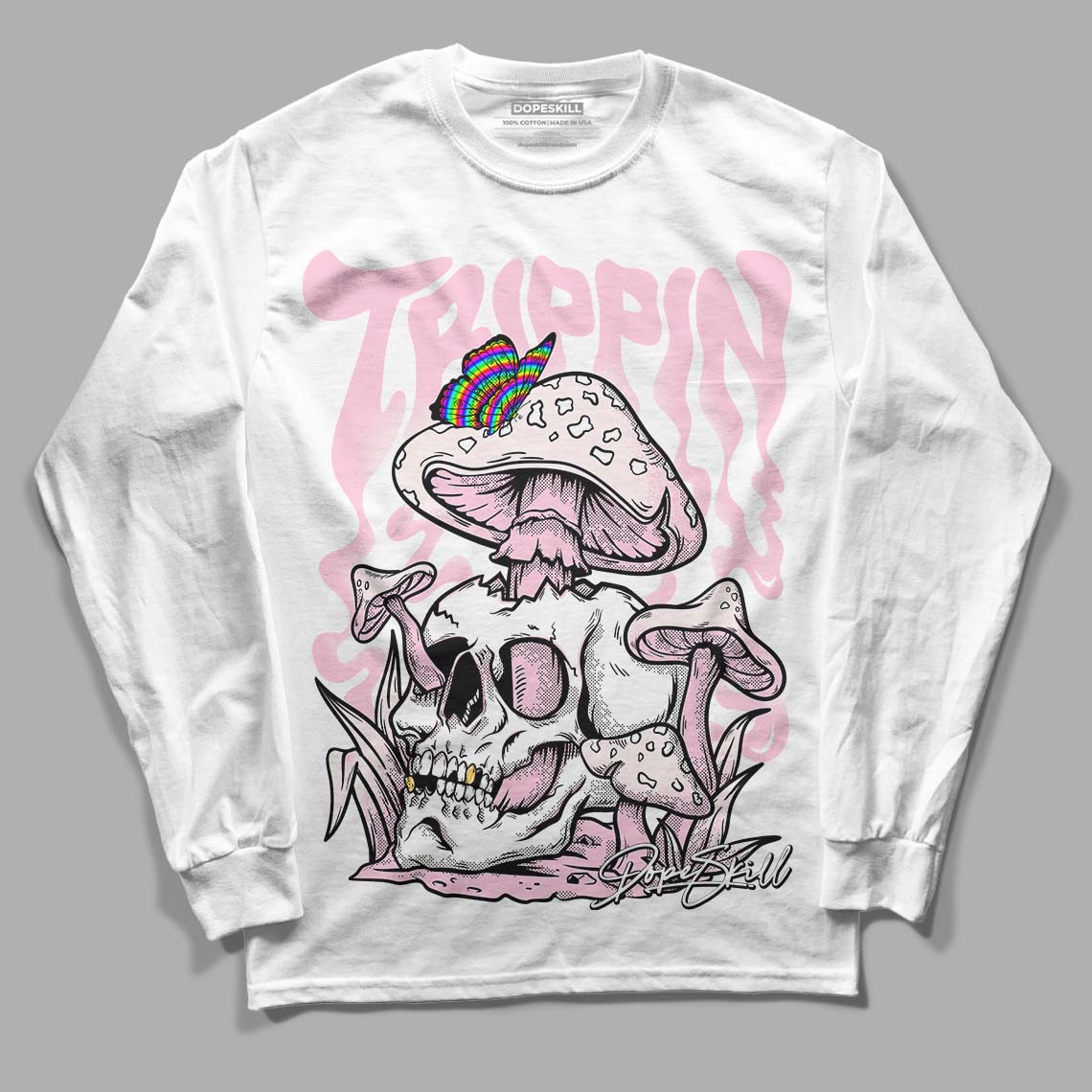 Dunk Low LX Pink Foam DopeSkill Long Sleeve T-Shirt Trippin Graphic Streetwear - White