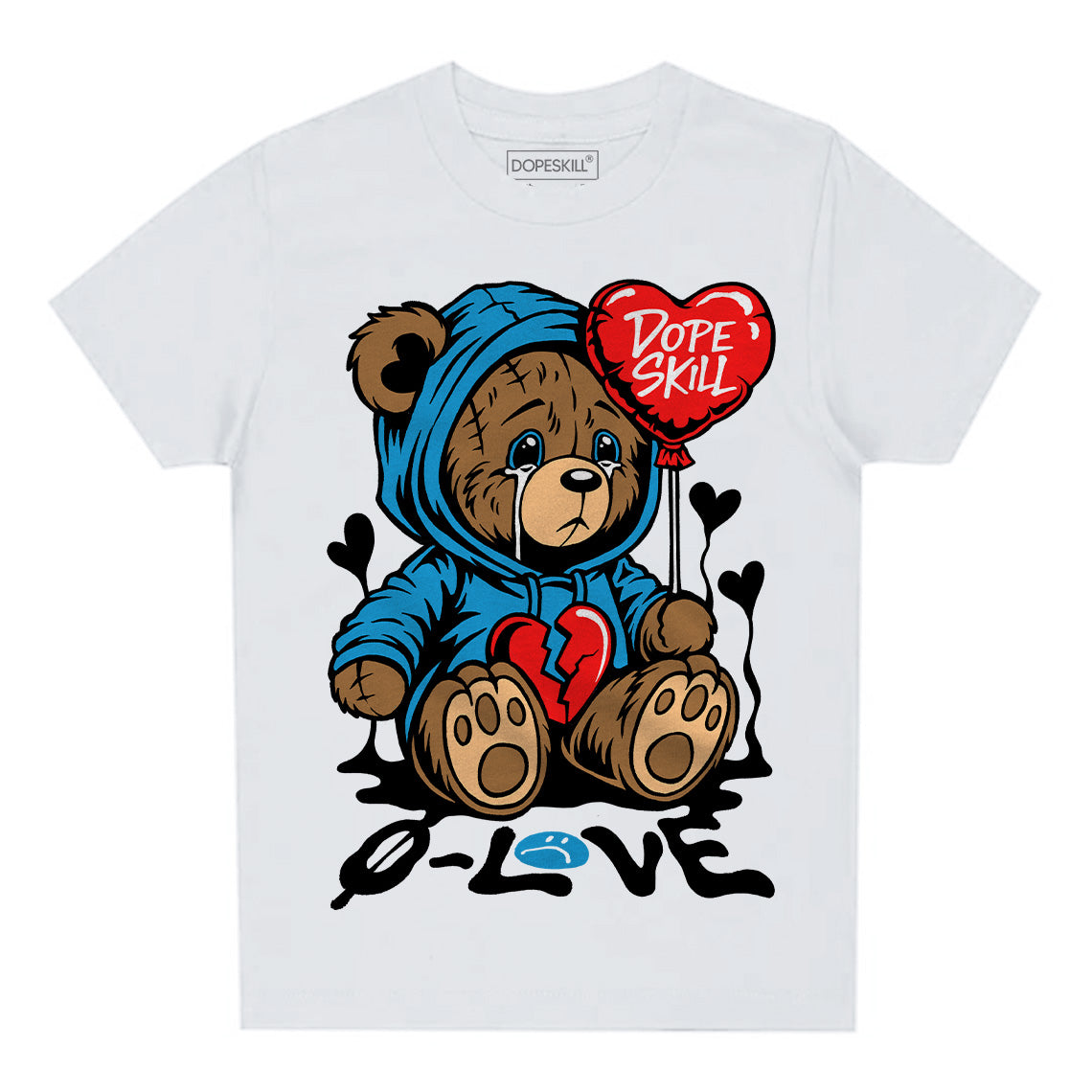 Jordan 4 Retro Military Blue DopeSkill Toddler Kids T-shirt Broken Bear Graphic Streetwear - White