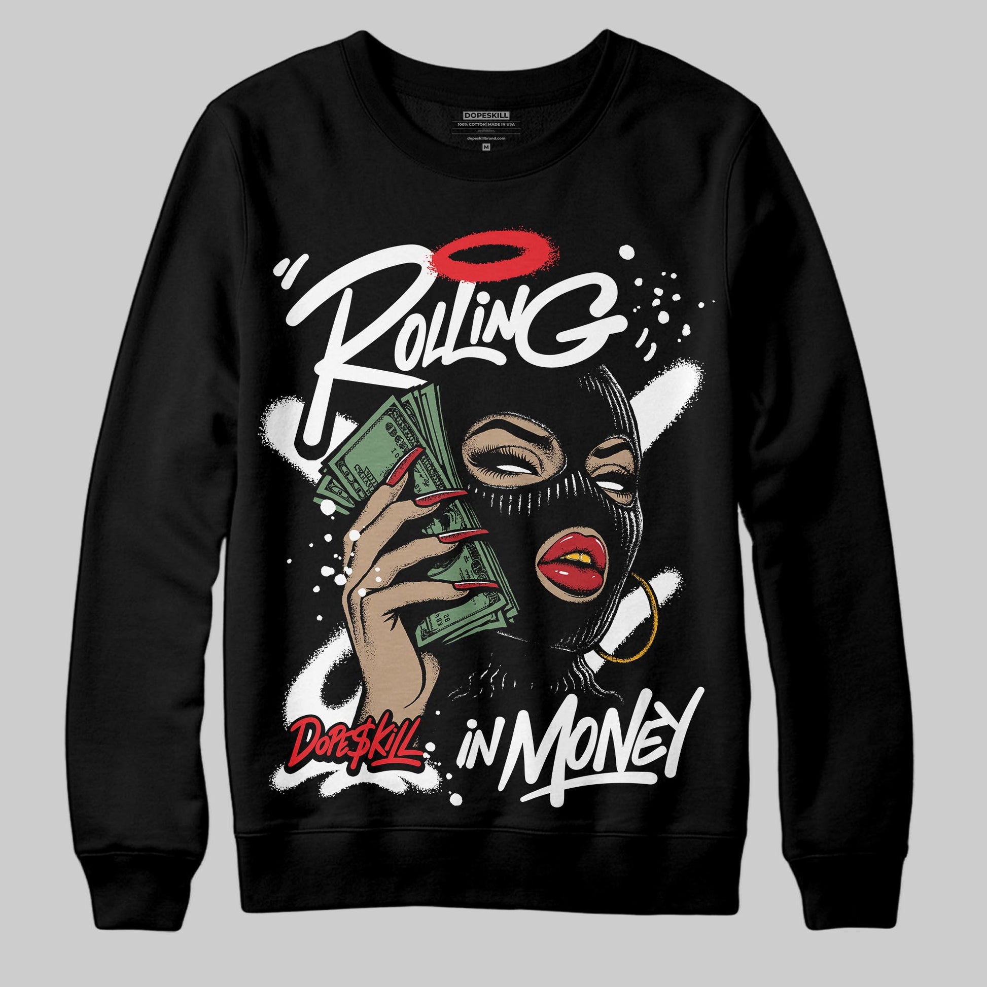Black and White Sneakers DopeSkill Sweatshirt Rolling in Money Graphic Streetwear - Black