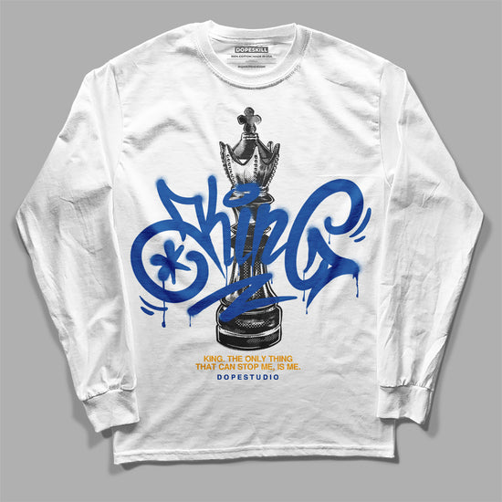 Dunk Blue Jay and University Gold DopeSkill Long Sleeve T-Shirt King Chess Graphic Streetwear - White