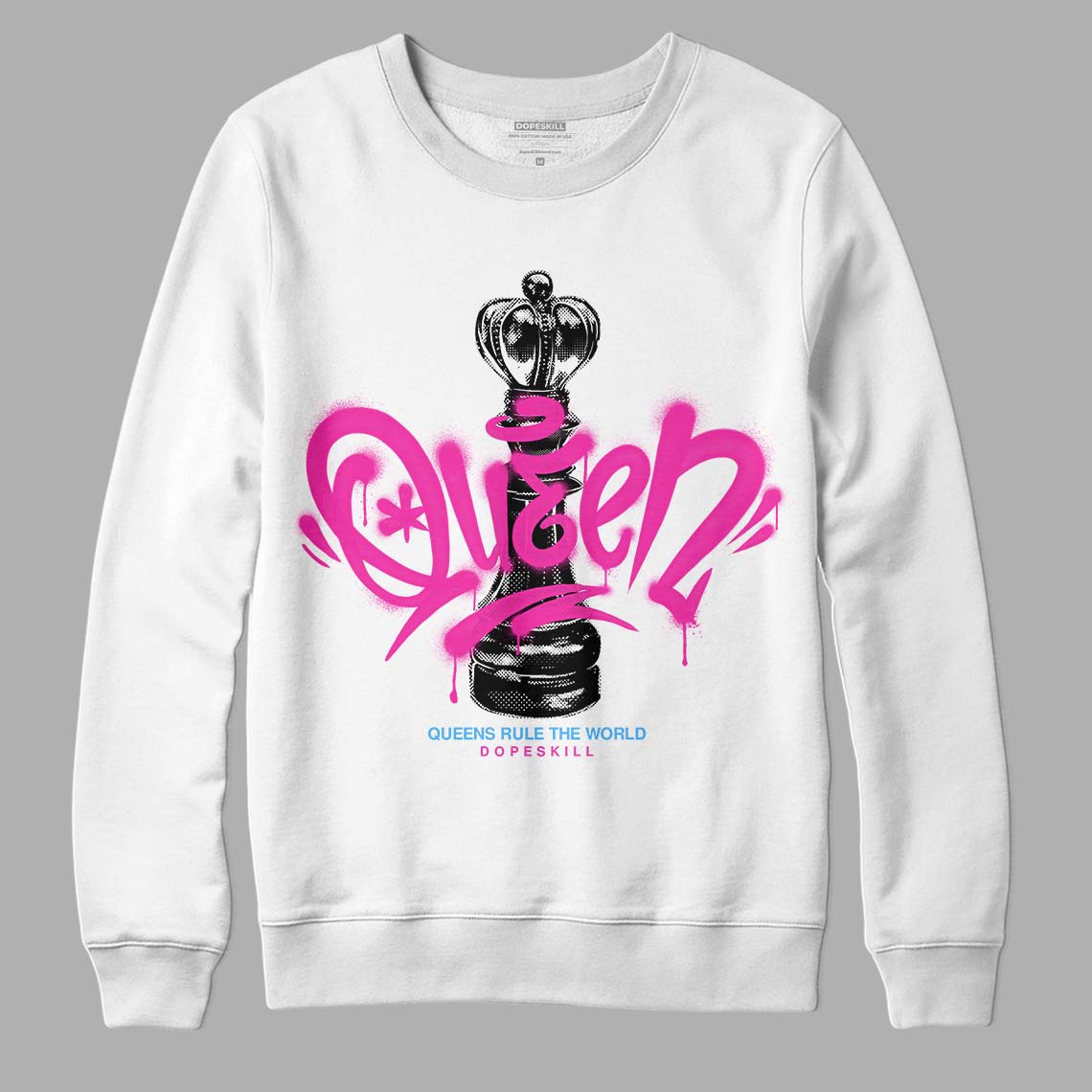 Pink Sneakers DopeSkill Sweatshirt Queen Chess Graphic Streetwear - White 