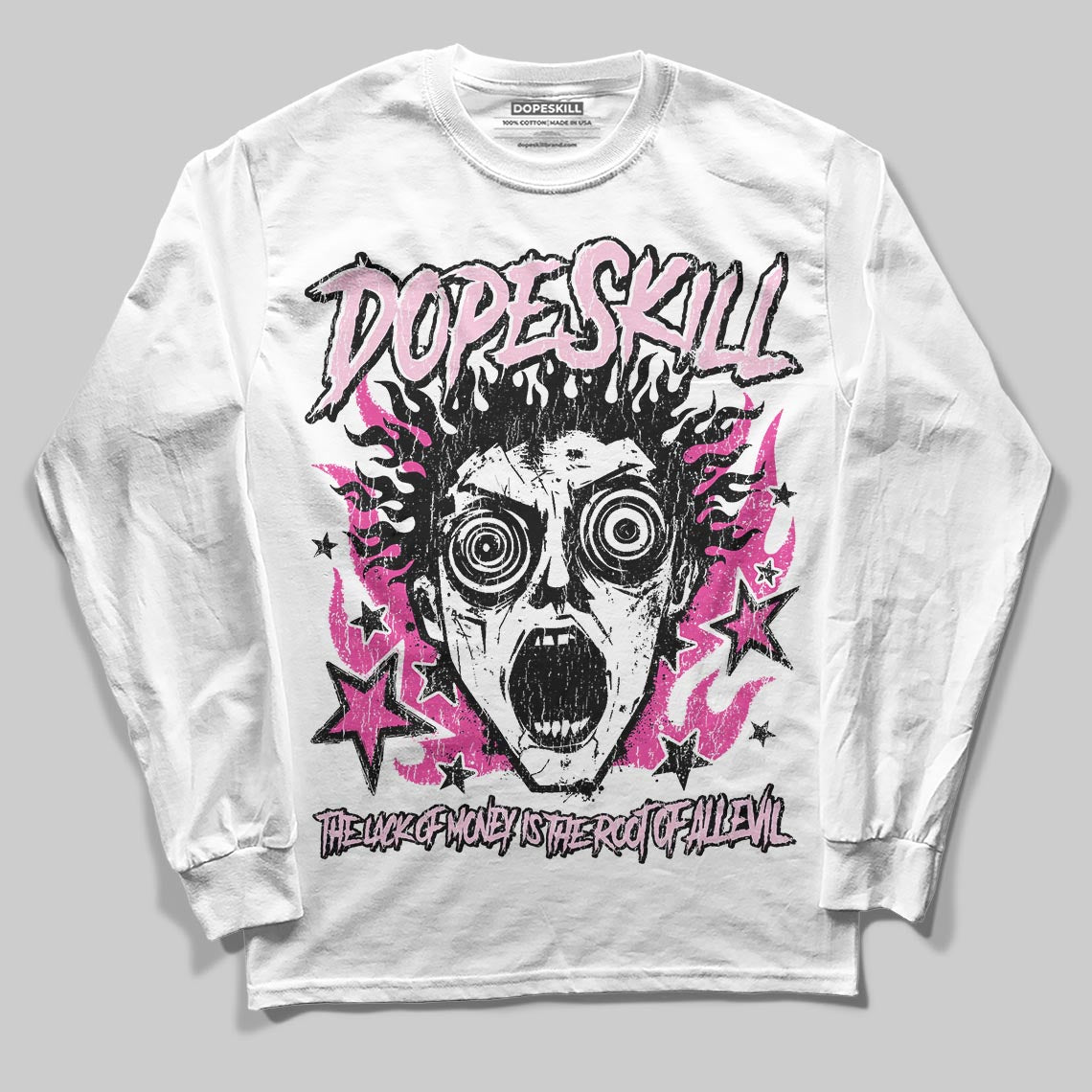 Pink Sneakers DopeSkill Long Sleeve T-Shirt Root of Evil Graphic Streetwear - White