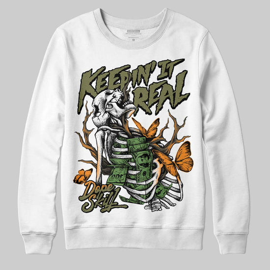 Olive Sneakers DopeSkill Sweatshirt Keepin' It Real Graphic Streetwear - White  
