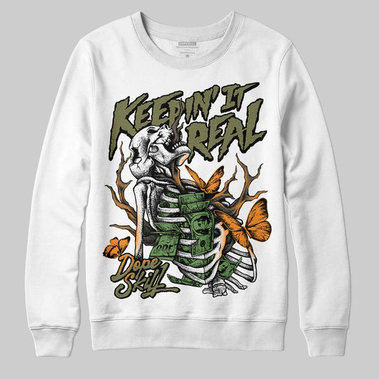 Olive Sneakers DopeSkill Sweatshirt Keepin' It Real Graphic Streetwear - White  
