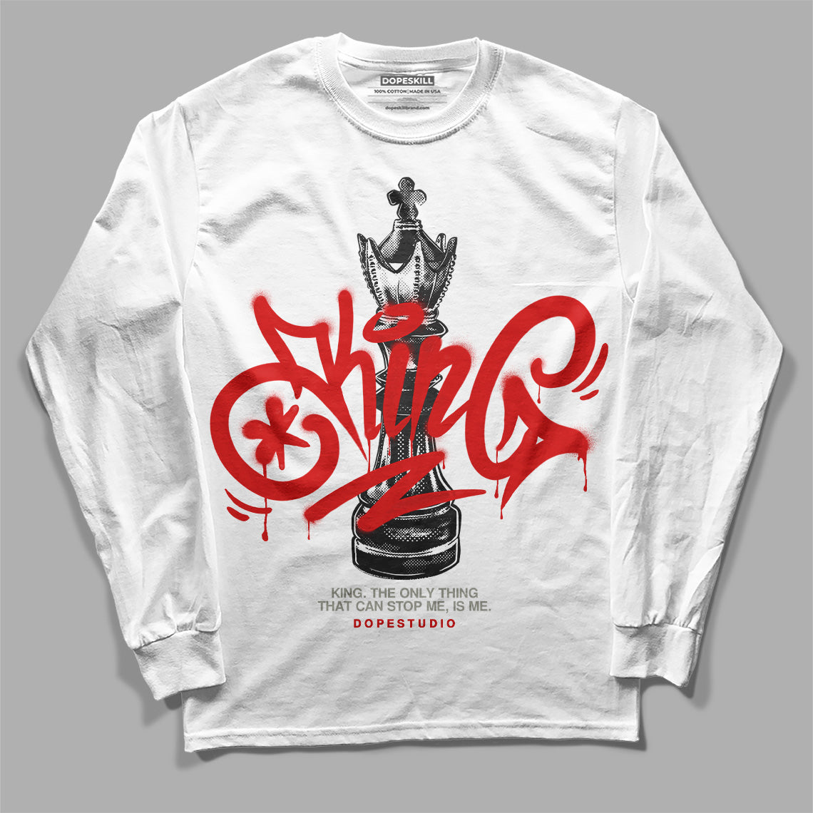 Jordan 3 Fire Red DopeSkill Long Sleeve T-Shirt King Chess Graphic Streetwear - White