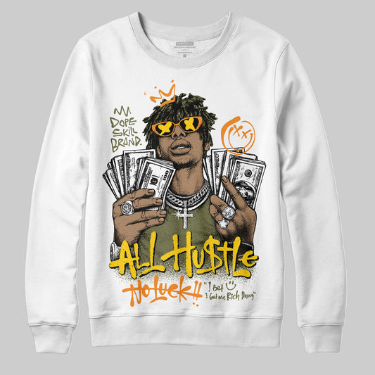 Olive Sneakers DopeSkill Sweatshirt All Hustle No Luck Graphic Streetwear - White