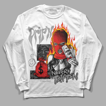 Grey Sneakers DopeSkill Long Sleeve T-Shirt Drip'n Never Tripp'n Graphic Streetwear - White