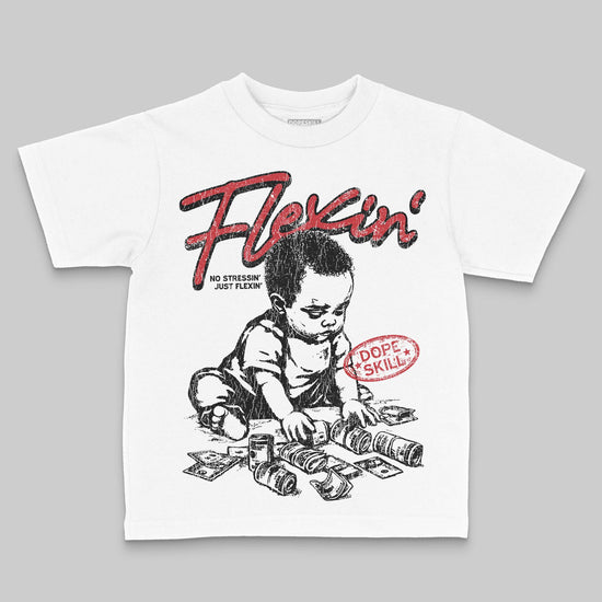 Jordan 4 “Flight Club” DopeSkill Toddler Kids T-shirt Flexin' Graphic Streetwear - White