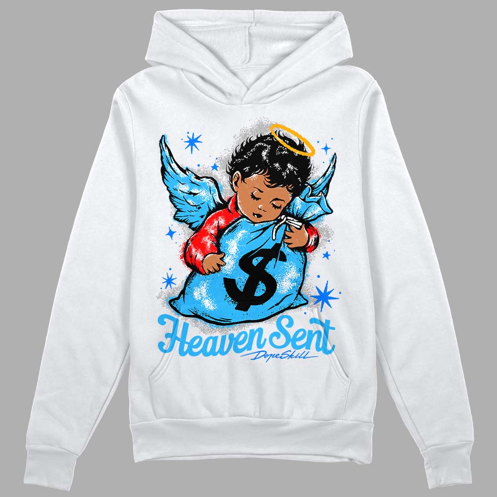 Jordan 2 Low "University Blue" DopeSkill Hoodie Sweatshirt Heaven Sent Graphic Streetwear - White