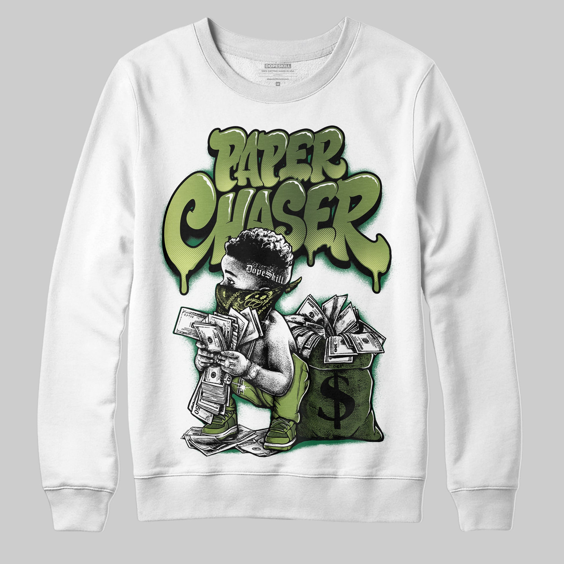 Foamposite Pro 'Pine Green' DopeSkill Sweatshirt Paper Chaser Boy Graphic Streetwear - White