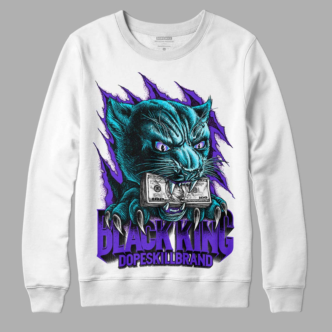 Jordan 6 "Aqua" DopeSkill Sweatshirt Black King Graphic Streetwear - White 