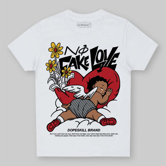 Jordan 14 Retro Ferrari (2025) DopeSkill Toddler Kids T-shirt No Fake Love Graphic Streetwear - White