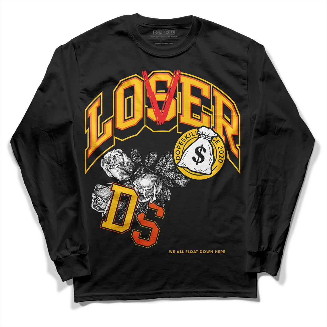 Yellow Sneakers DopeSkill Long Sleeve T-Shirt Loser Lover Graphic Streetwear - Black