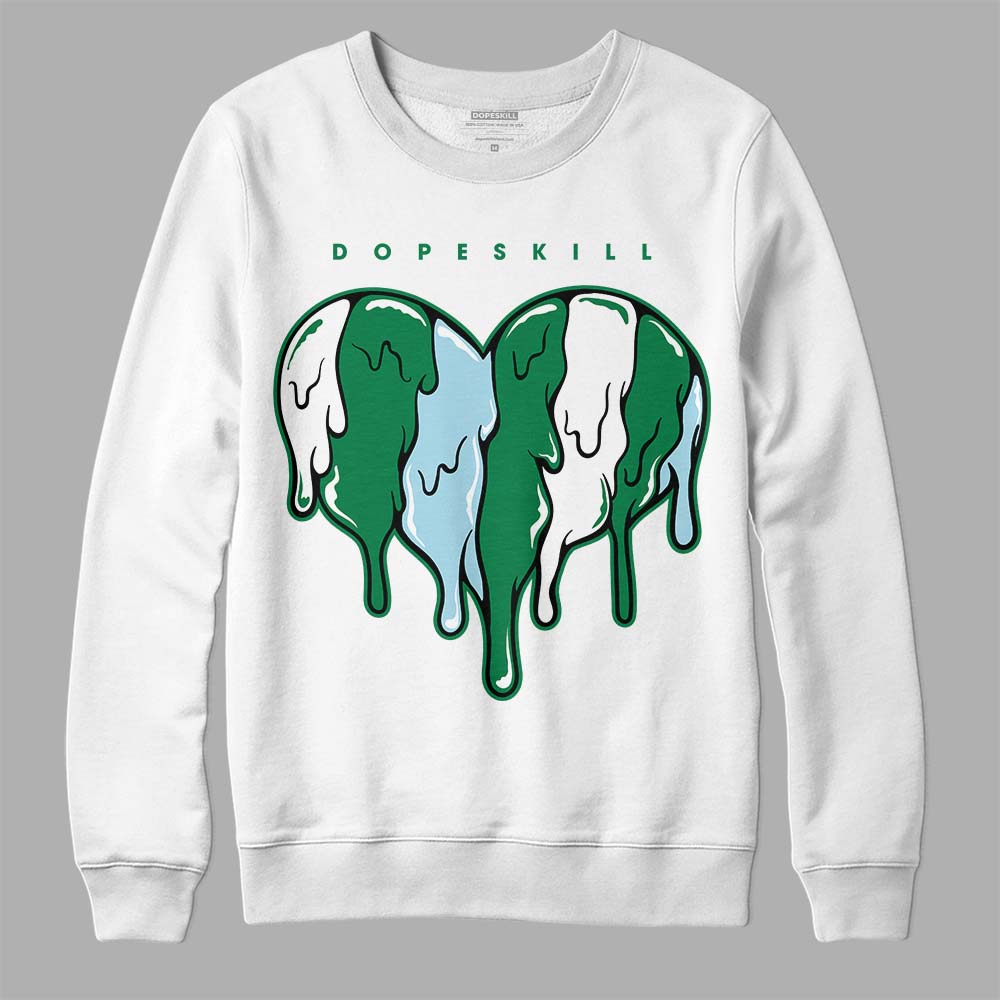 Jordan 5 “Lucky Green” DopeSkill Sweatshirt Slime Drip Heart Graphic Streetwear - White