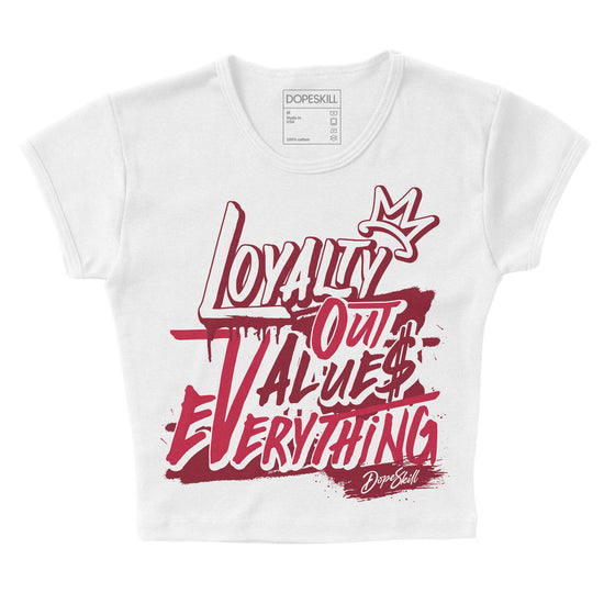 Jordan 1 Retro High '85 OG Metallic Burgundy DopeSkill Women's Crop Top LOVE Graphic Streetwear - White