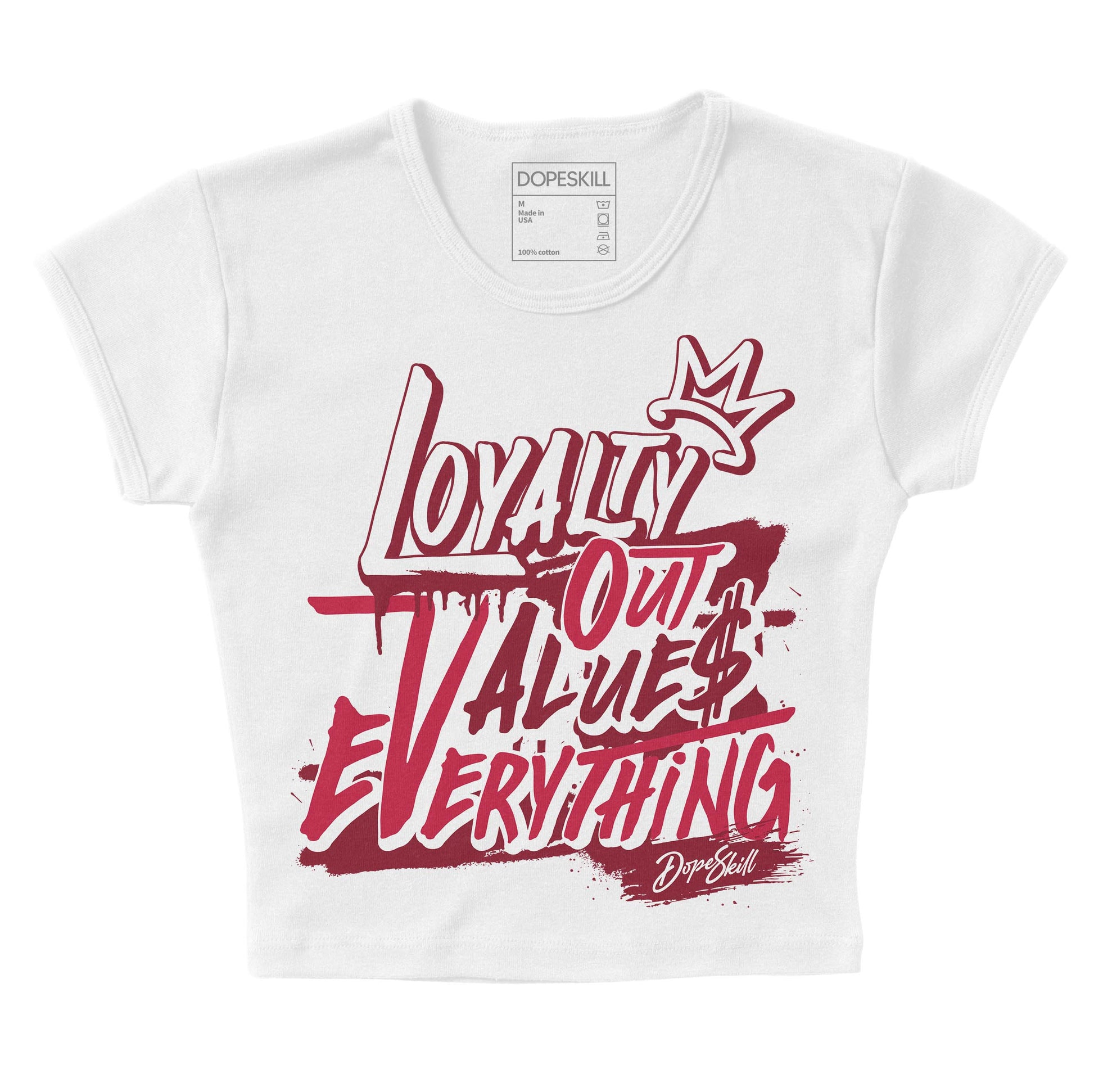 Jordan 1 Retro High '85 OG Metallic Burgundy DopeSkill Women's Crop Top LOVE Graphic Streetwear - White