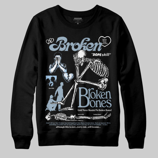 Jordan 40 “Blue Suede” DopeSkill Sweatshirt Broken Bones Graphic Streetwear  Black