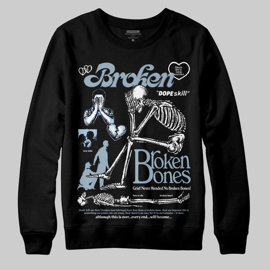 Jordan 40 “Blue Suede” DopeSkill Sweatshirt Broken Bones Graphic Streetwear  Black