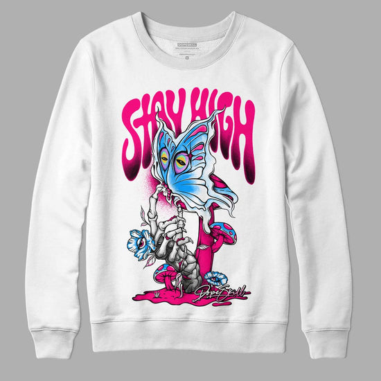 Jordan 1 Low GS “Fierce Pink” Dopeskill Sweatshirt Stay High Graphic Streetwear - White