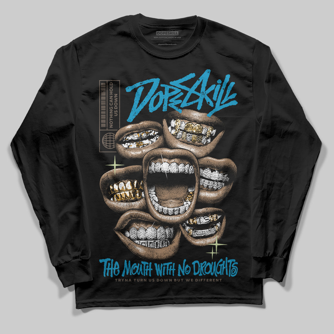 Jordan 3 GS “We Outside” DopeSkill Long Sleeve T-Shirt The Mouth With No Droughts Graphic Streetwear - Black