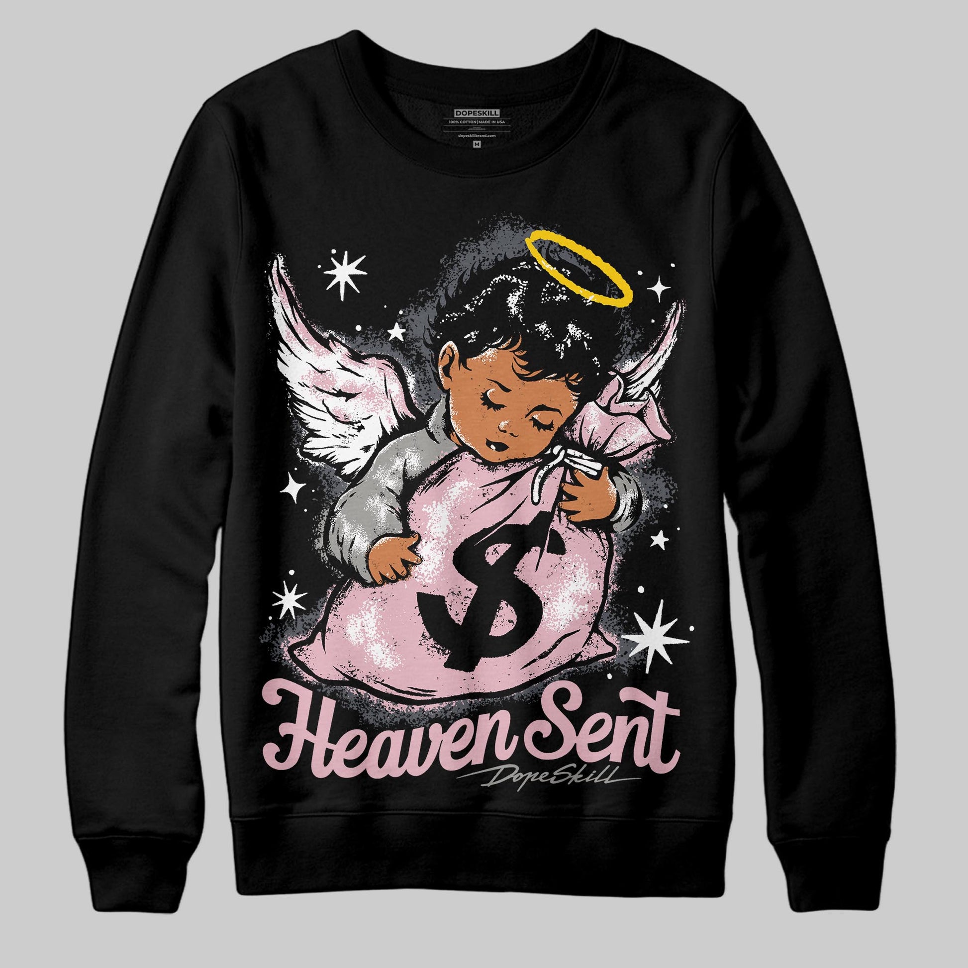 Air Max 95 OG “Pink Foam” DopeSkill Sweatshirt Heaven Sent Graphic Streetwear - Black