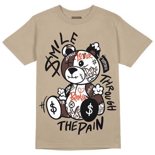 Jordan 1 High OG “Latte” DopeSkill Medium Brown T-shirt Smile Through The Pain Graphic Streetwear