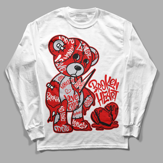 Jordan 4 Retro Red Cement DopeSkill Long Sleeve T-Shirt Broken Heart Graphic Streetwear - White