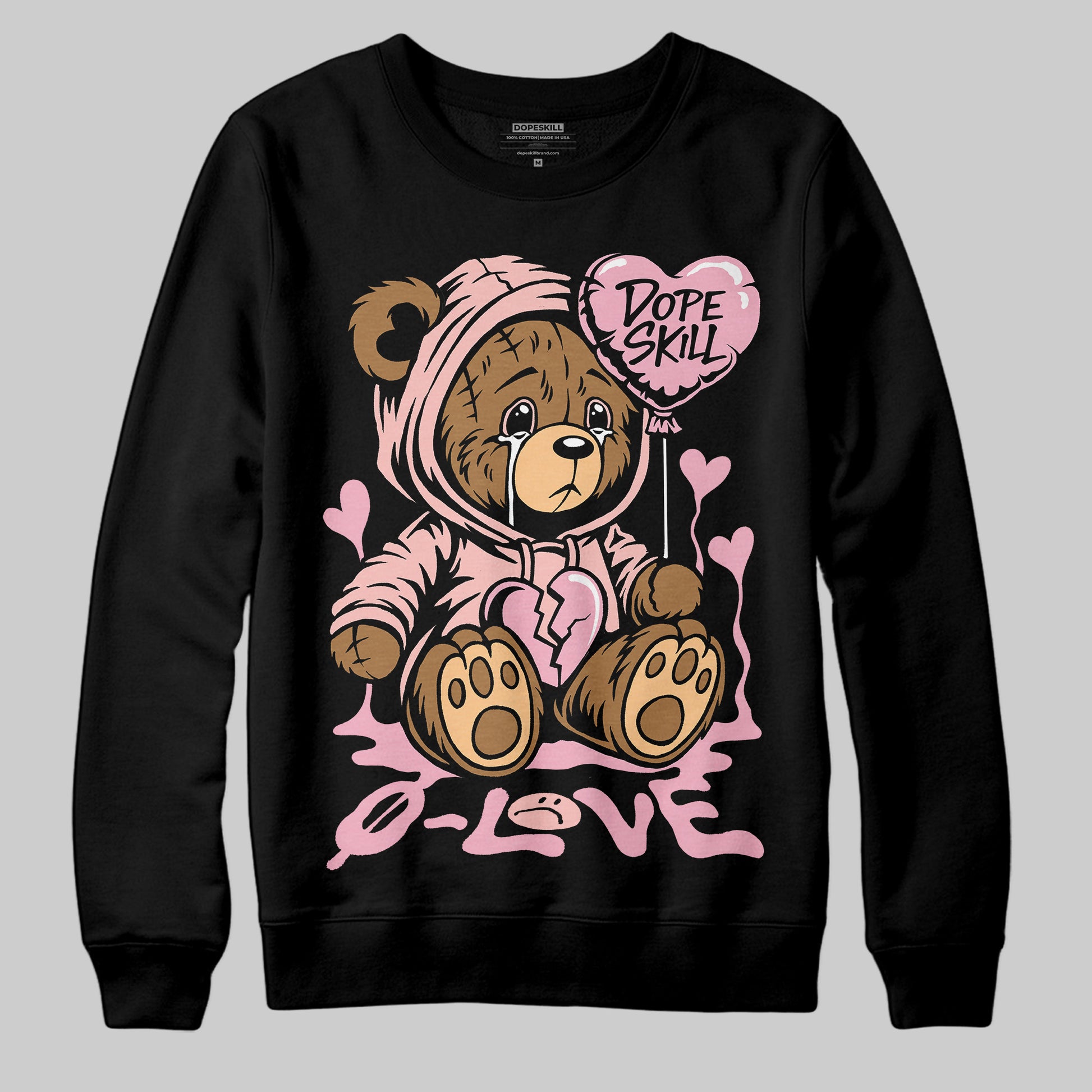 AMIRI White & Pink Stars Court Sneakers DopeSkill Sweatshirt Broken Bear Graphic Streetwear - Black