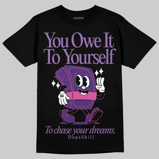 PURPLE Sneakers DopeSkill T-Shirt Owe It To Yourself Graphic Streetwear - Black