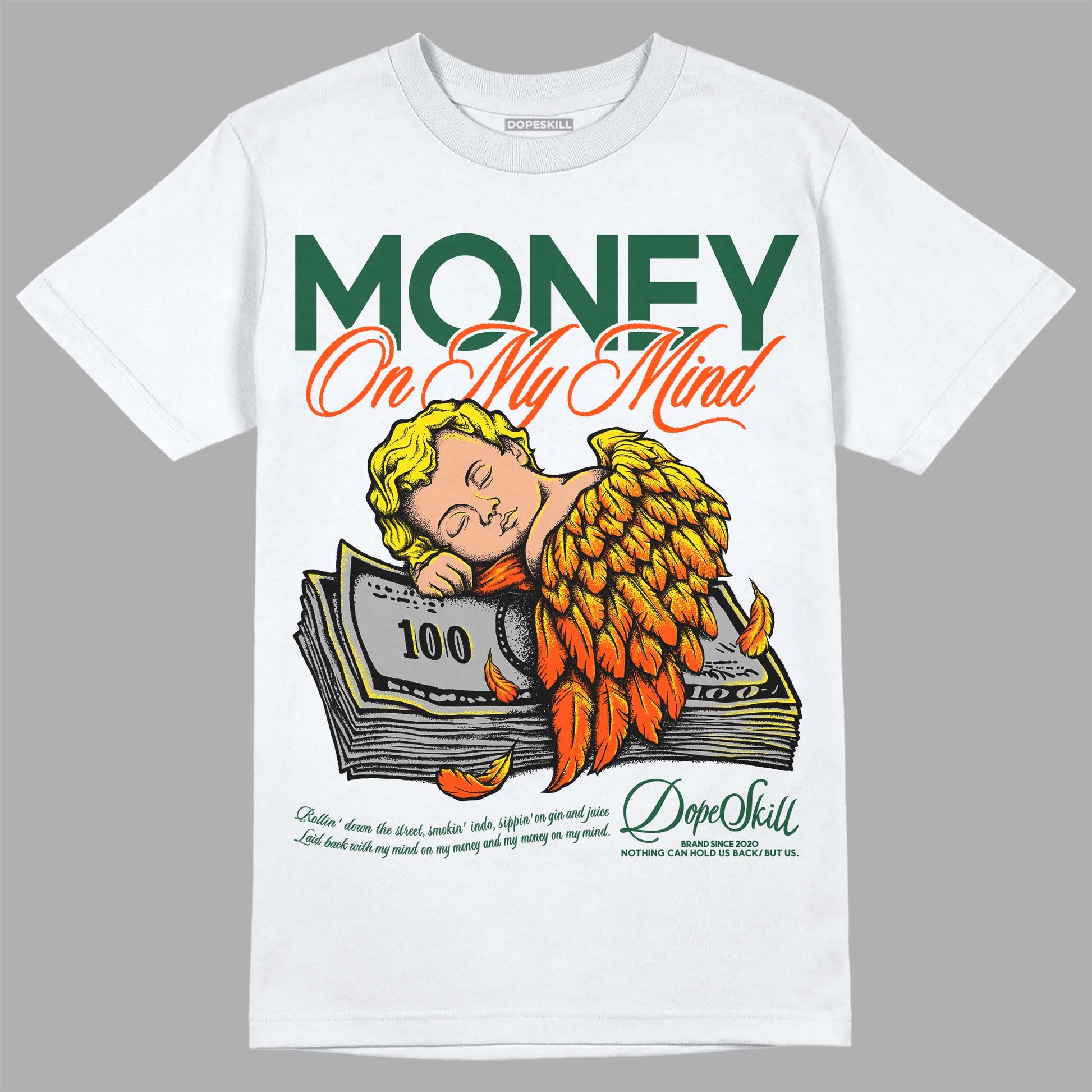 Dunk Low Team Dark Green Orange DopeSkill T-Shirt MOMM Graphic Streetwear - White