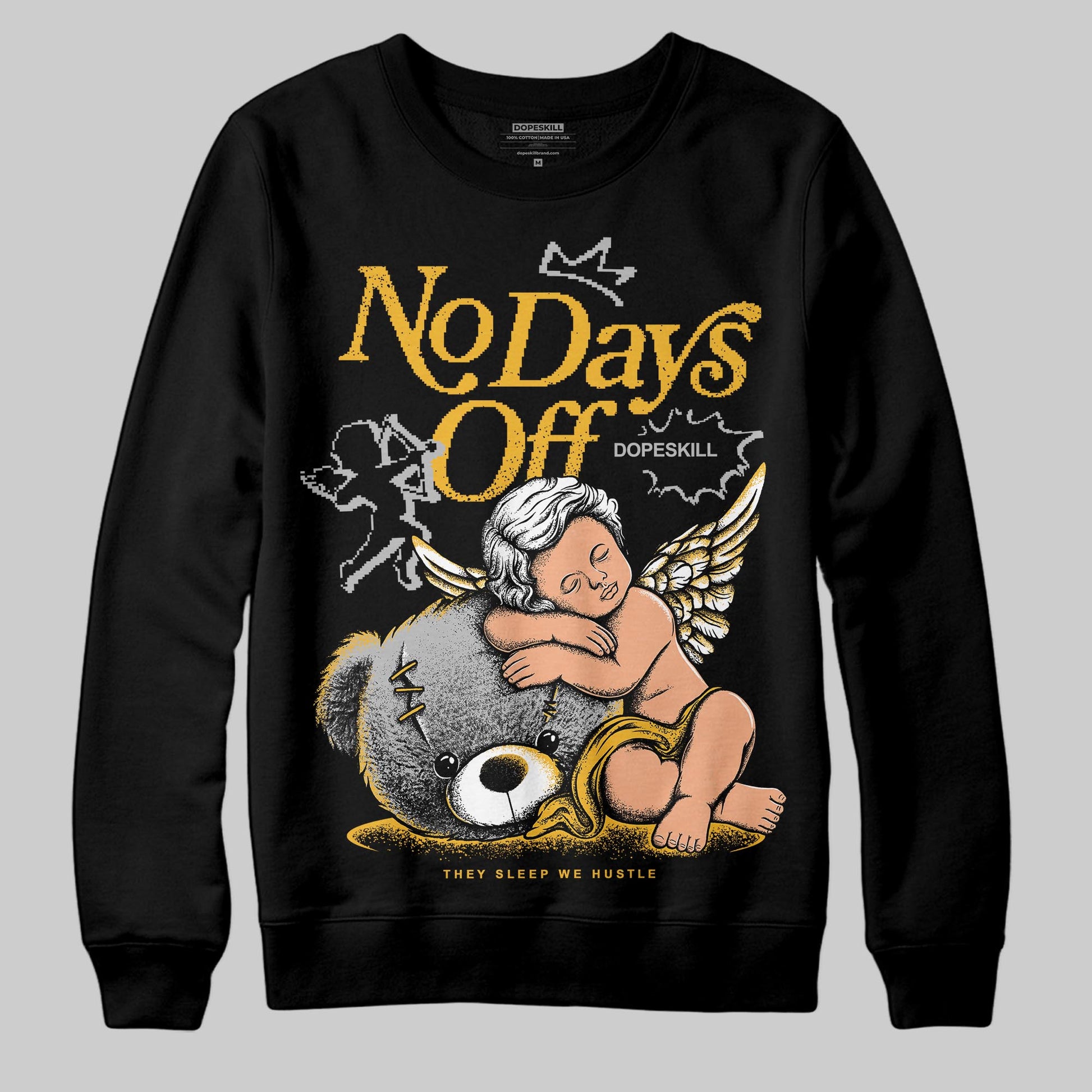 Jordan 5 'Tokyo' DopeSkill Sweatshirt New No Days Off Graphic Streetwear - Black