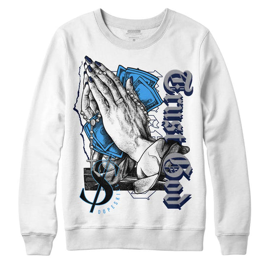 Jordan Spiz’ike Low “White/Obsidian” DopeSkill Sweatshirt Trust God Graphic Streetwear - White