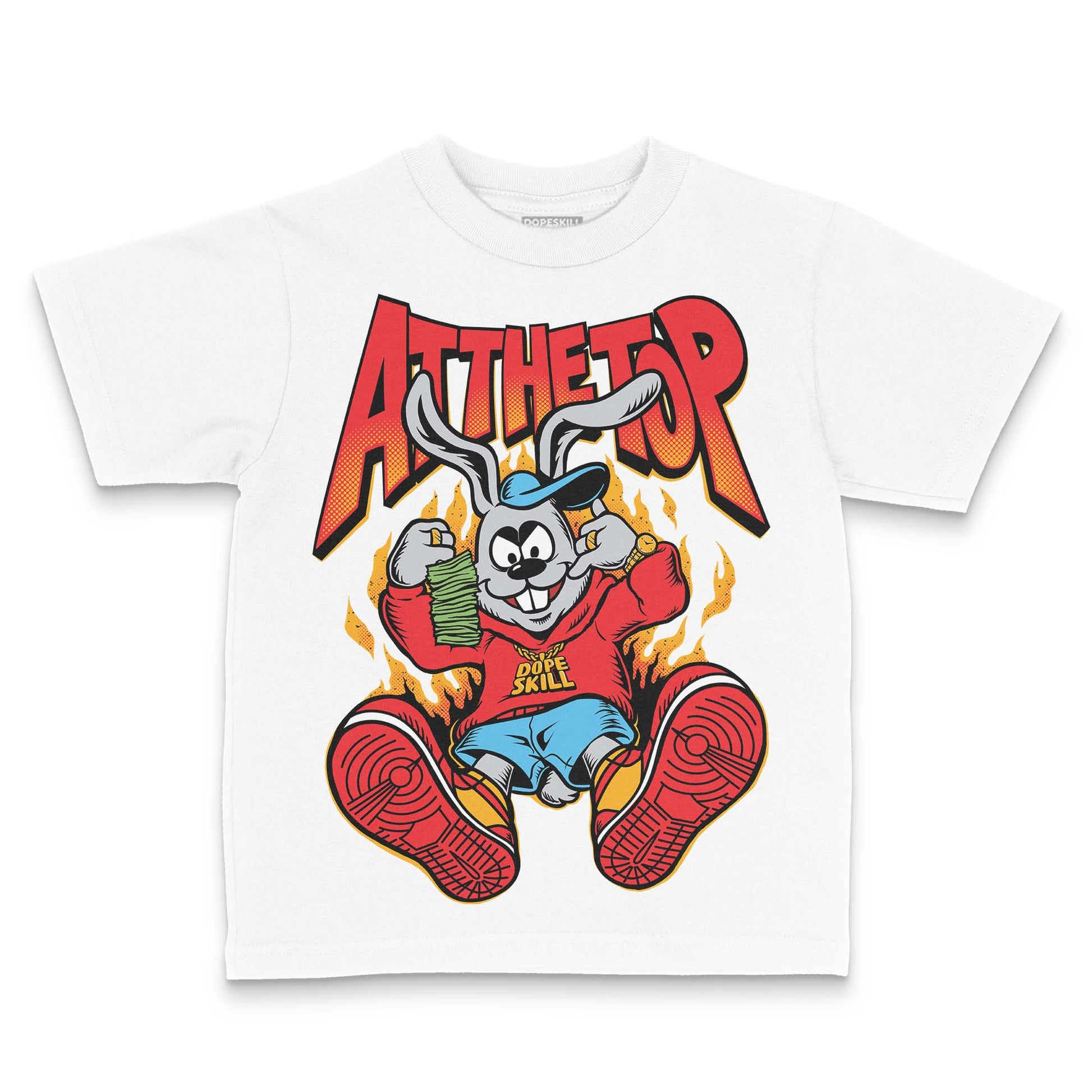 Red Sneakers DopeSkill Toddler Kids T-shirt At The Top Graphic Streetwear - White