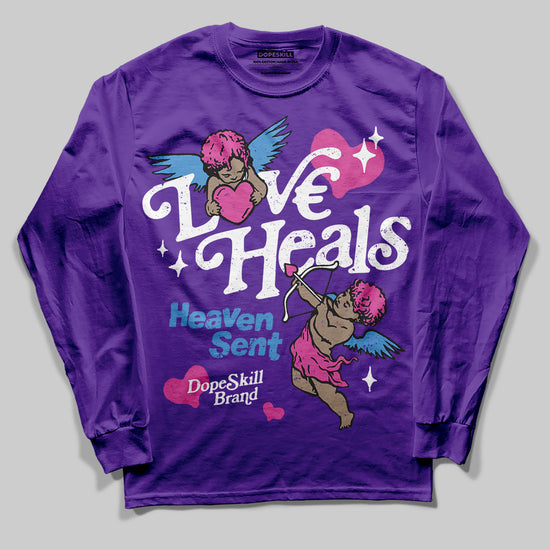 PURPLE Sneakers DopeSkill Long Sleeve T-Shirt New Love Heals Graphic Streetwear - Purple