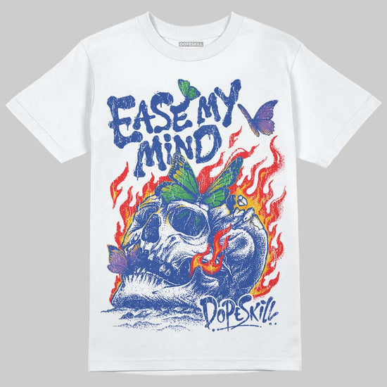 Royal Blue Sneakers DopeSkill T-Shirt Ease My Mind Graphic Streetwear - White