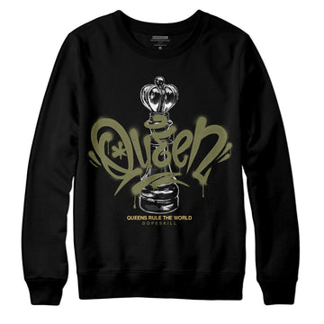 Jordan 4 Retro SE Craft Medium Olive DopeSkill Sweatshirt Queen Chess Graphic Streetwear - Black