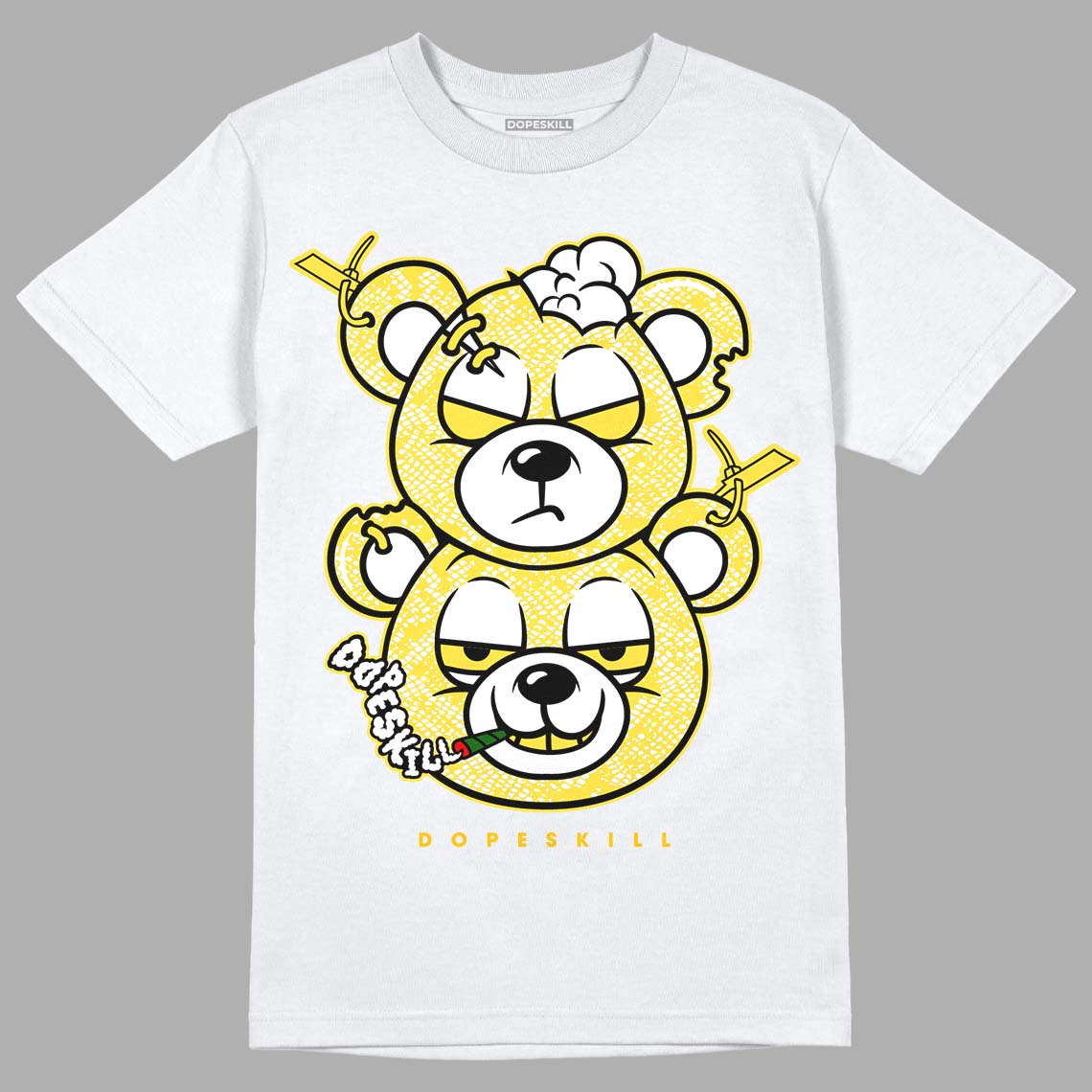 Jordan 11 Low 'Yellow Snakeskin' DopeSkill T-Shirt New Double Bear Graphic Streetwear - White