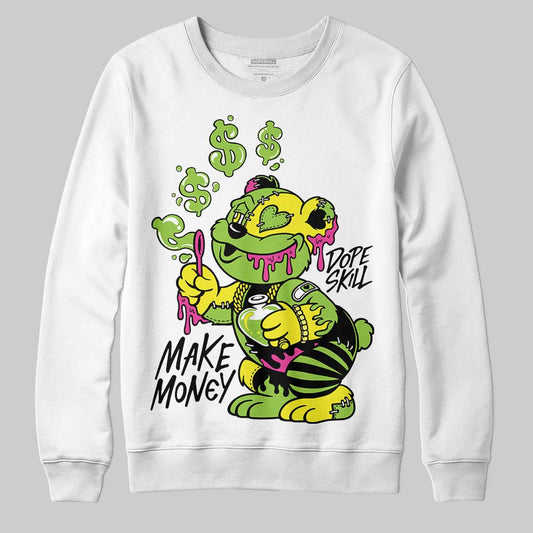 Neon Green Sneakers DopeSkill Sweatshirt Make Money Graphic Streetwear - White 