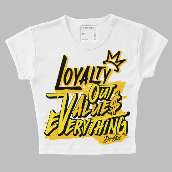 Jordan 4 Retro “Vivid Sulfur” DopeSkill Women's Crop Top LOVE Graphic Streetwear - White 