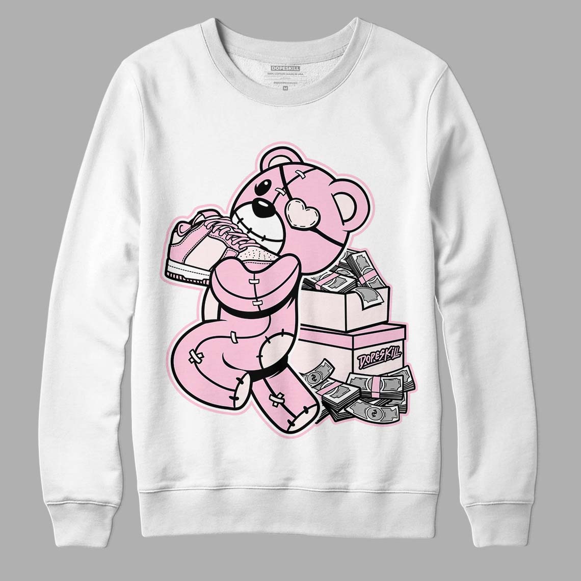 Dunk Low LX Pink Foam DopeSkill Sweatshirt Bear Steals Sneaker Graphic Streetwear - White 