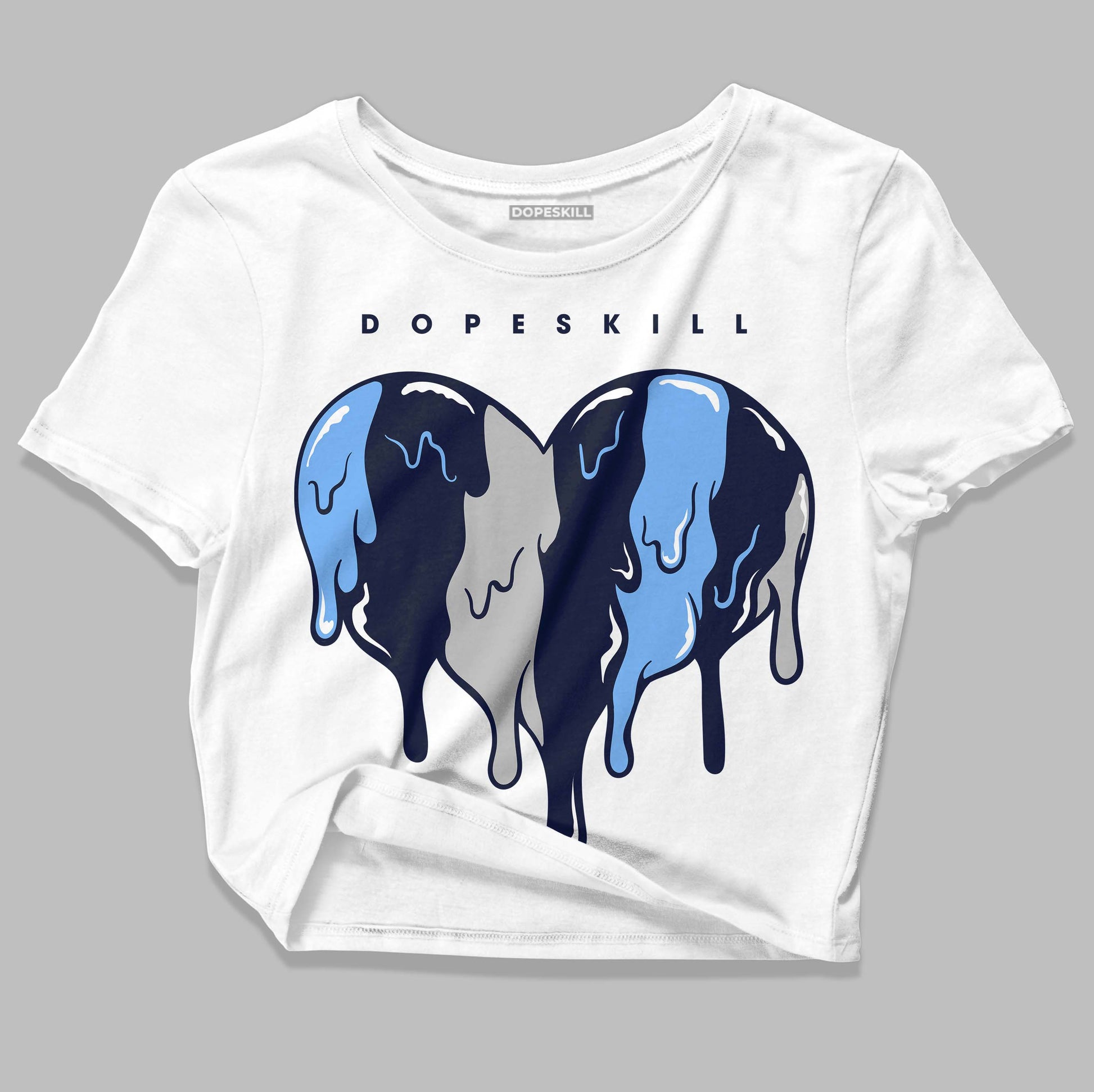 Jordan 5 Midnight Navy DopeSkill Women's Crop Top Slime Drip Heart Graphic Streetwear