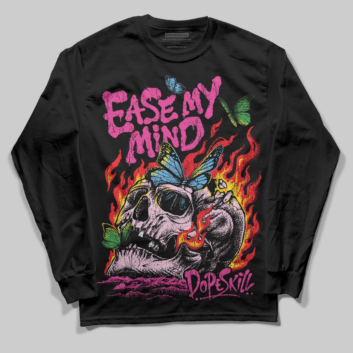 Pink Sneakers DopeSkill Long Sleeve T-Shirt Ease My Mind Graphic Streetwear - Black