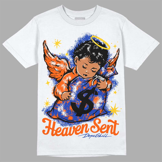 Dunk Low Futura Orange Blaze DopeSkill T-Shirt Heaven Sent Graphic Streetwear - White 