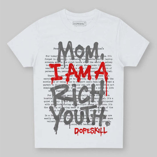 Grey Sneakers DopeSkill Toddler Kids T-shirt Mom, I Am A Rich Youth Graphic Streetwear - White 