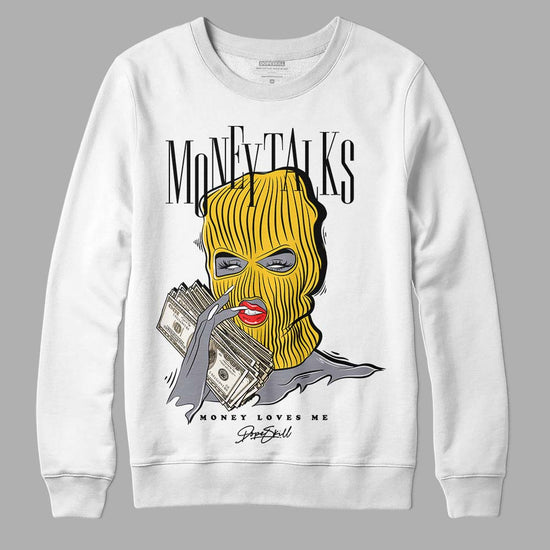 Jordan 4 Retro “Vivid Sulfur” DopeSkill Sweatshirt Money  Talks Graphic Streetwear - White 