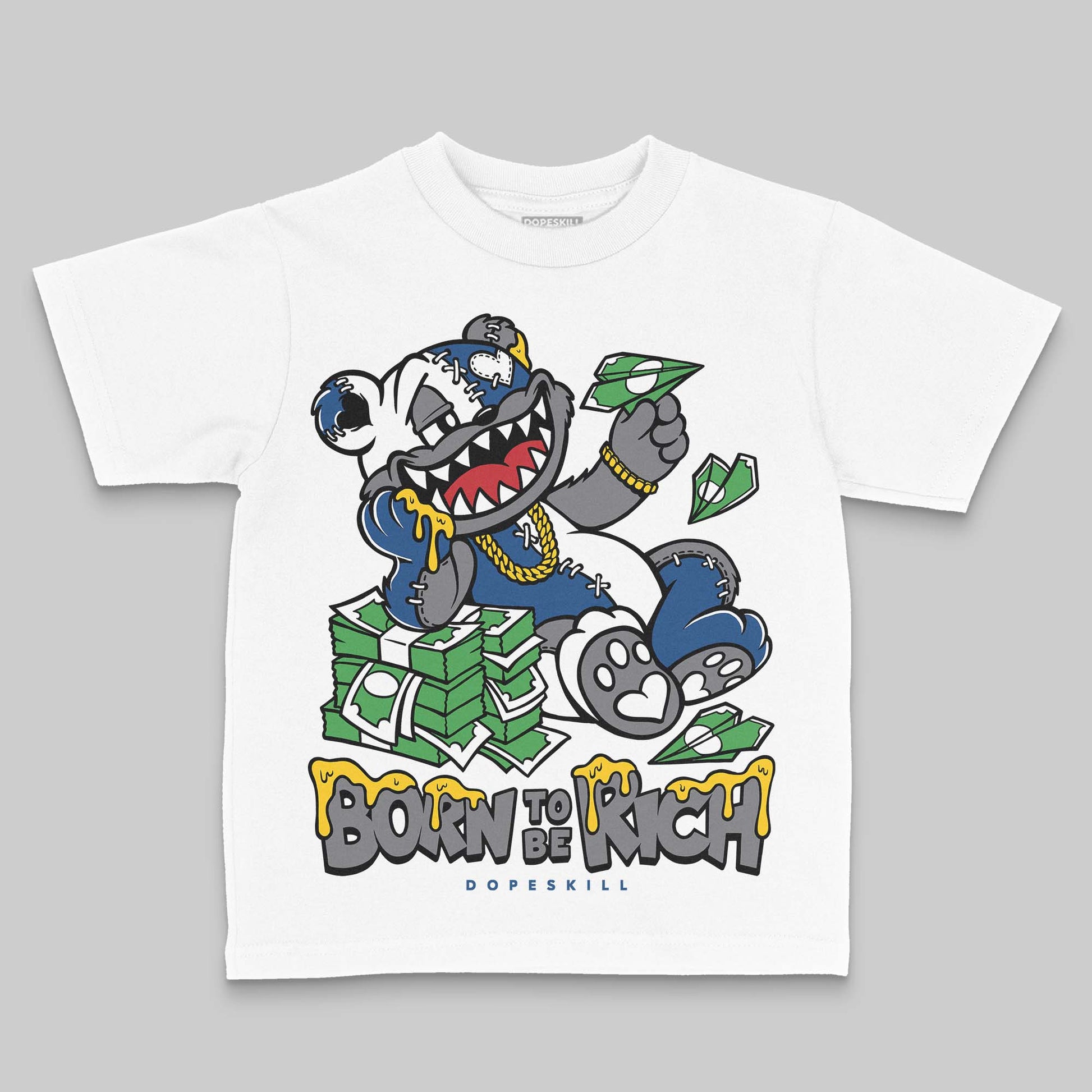 Jordan 9 Retro 'Flint Grey' 2026' DopeSkill Toddler Kids T-shirt Born To Be Rich Graphic Streetwear - White