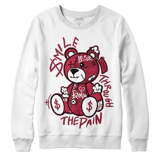 Jordan 1 Retro High '85 OG Metallic Burgundy DopeSkill Sweatshirt Smile Through The Pain Graphic Streetwear - White